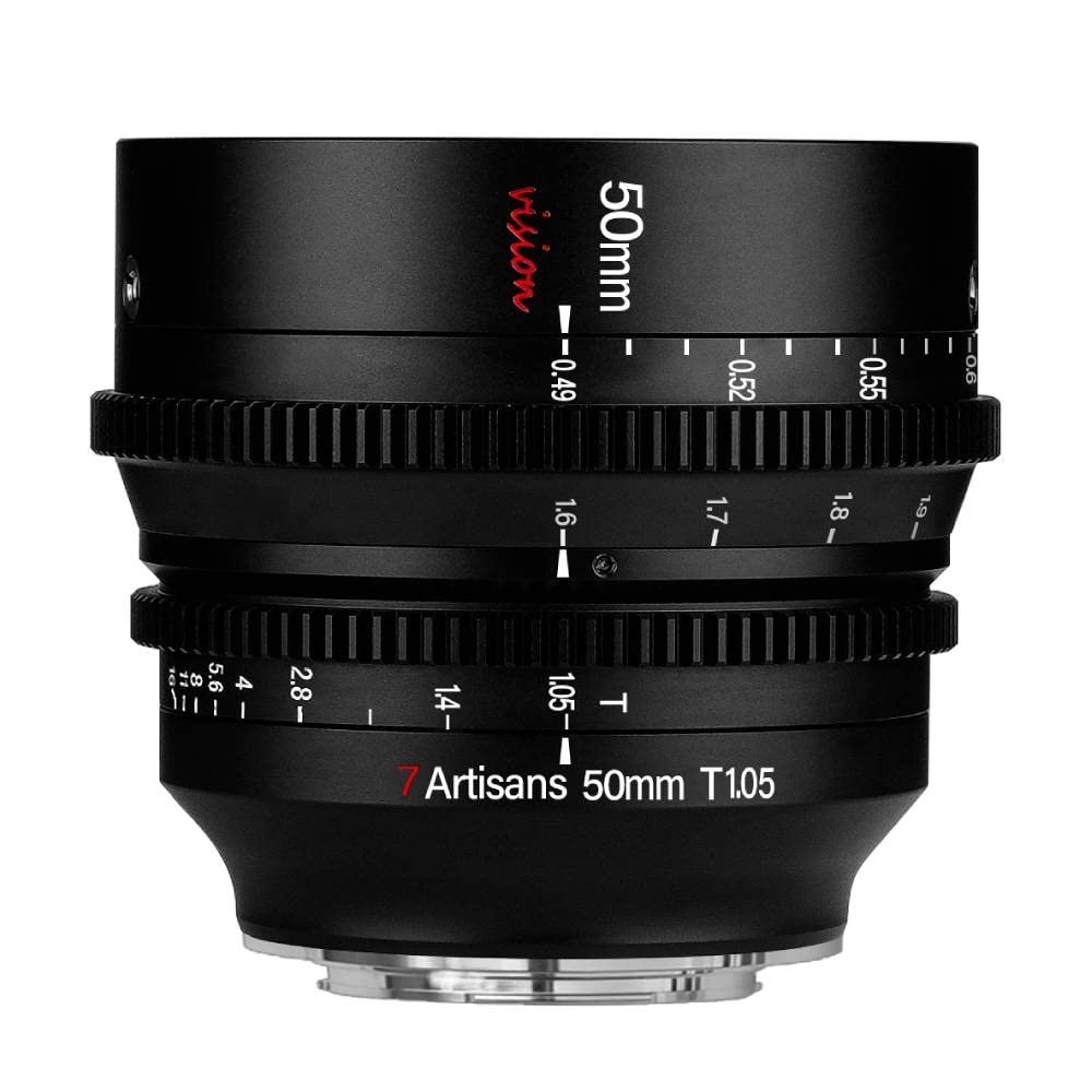 7artisans 25mm/35mm/50mm T1.05 Large Aperture Cine Lens Wide-Angle Manual Focus Low Distortion Mini Cinema Lens (50mm T1.05, for Fuji X)