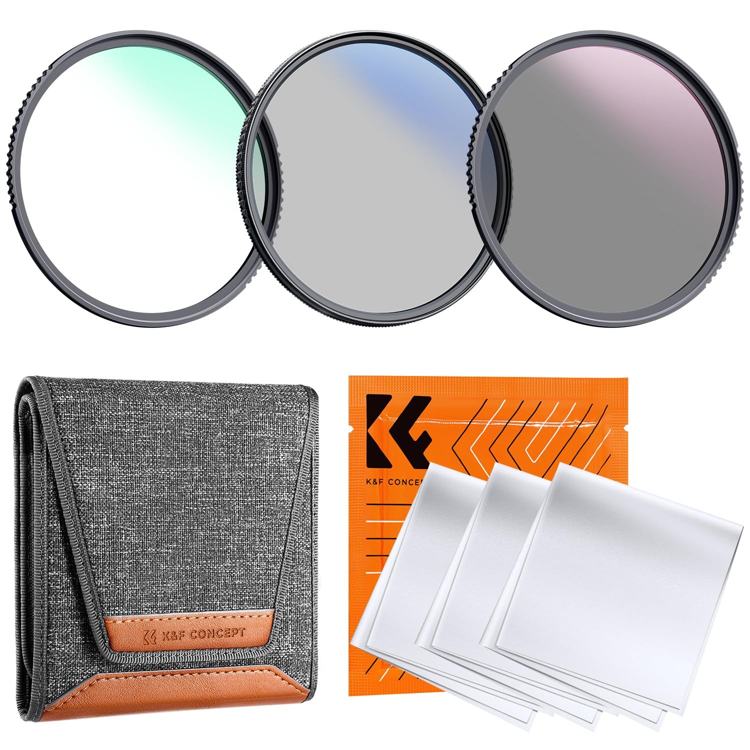 K&F CONCEPT 67mm UV/CPL/ND Lens Filter Kit (3 Pieces)-18 Multi-Layer Coatings, UV Filter + Polarizer Filter + Neutral Density Filter (ND4) + Cleaning Cloth+ Filter Pouch for Camera Lens (K-Series)