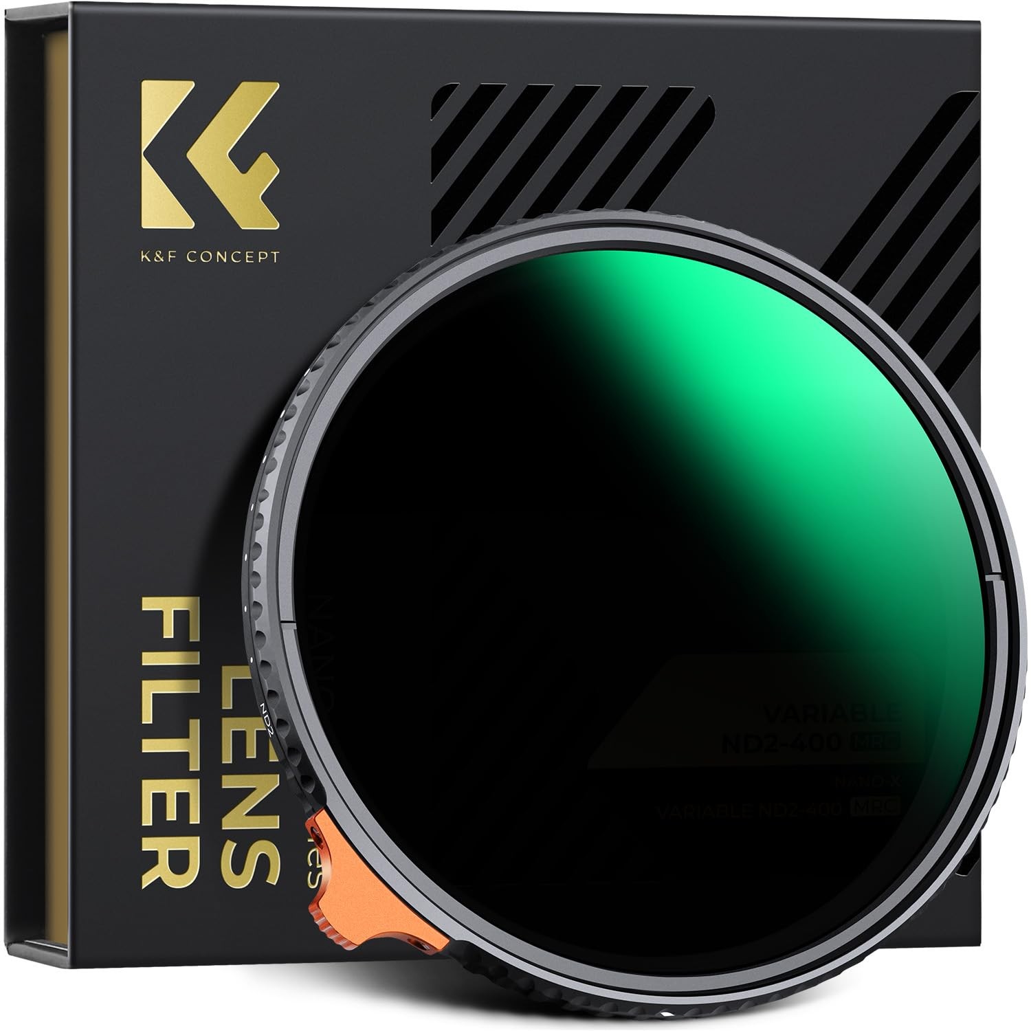 K&F CONCEPT 82mm Putter Variable ND Filter ND2-ND400 (1-9 Stops) 28 Multi-Layer Coatings Import AGC Glass Adjustable Neutral Density Filter for Camera Lens (Nano-X Series)
