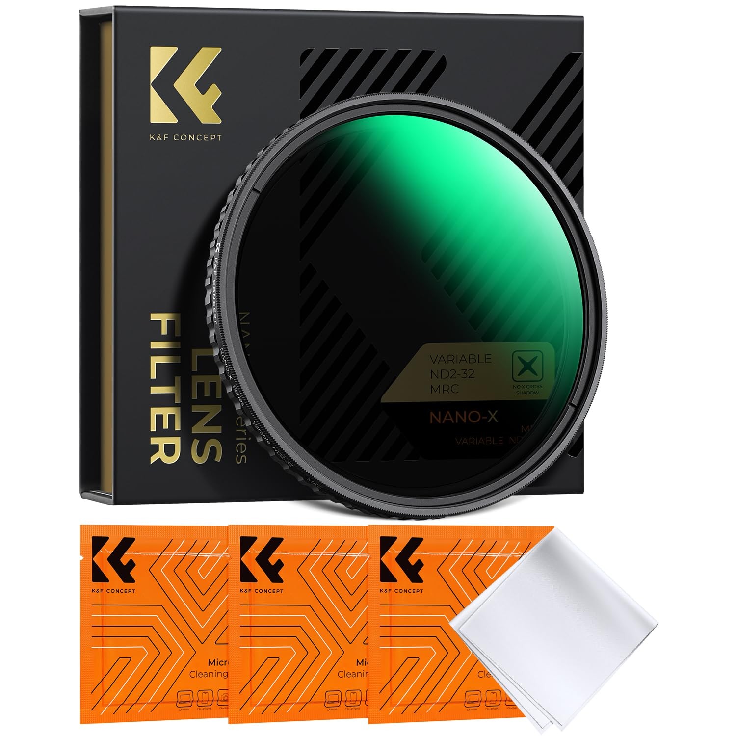 K&F CONCEPT 82mm Variable ND Filter ND2-ND32 Camera Lens Filter (1-5 Stops) No X Cross HD Neutral Density Filter with 28 Multi-Layer Coatings Waterproof (Nano-X Series)