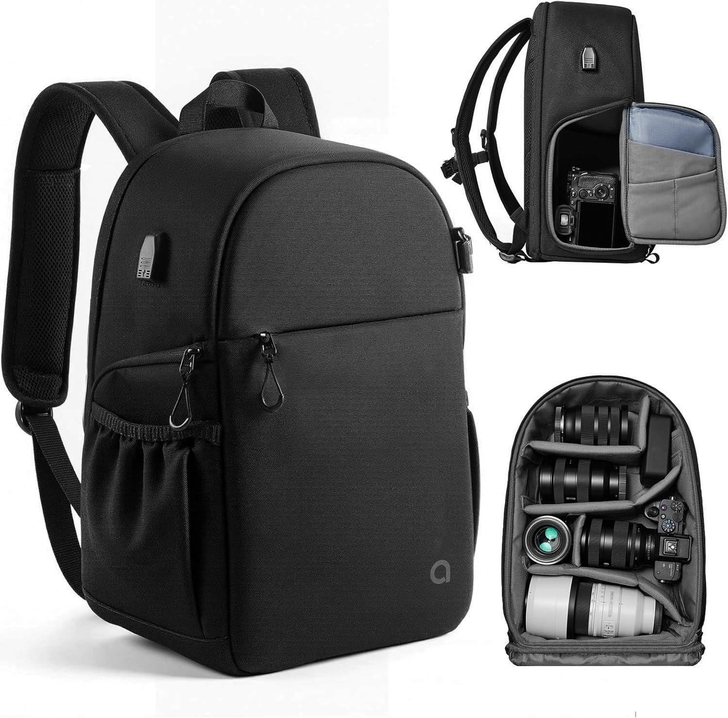 llano 20L Camera Backpack for DSLR/SLR/Mirrorless – Water-Resistant Photography Bag with Laptop Slot & Tripod Holder, Compact Case for Canon/Nikon/Sony, Travel & Outdoor,Large Capacity, Black