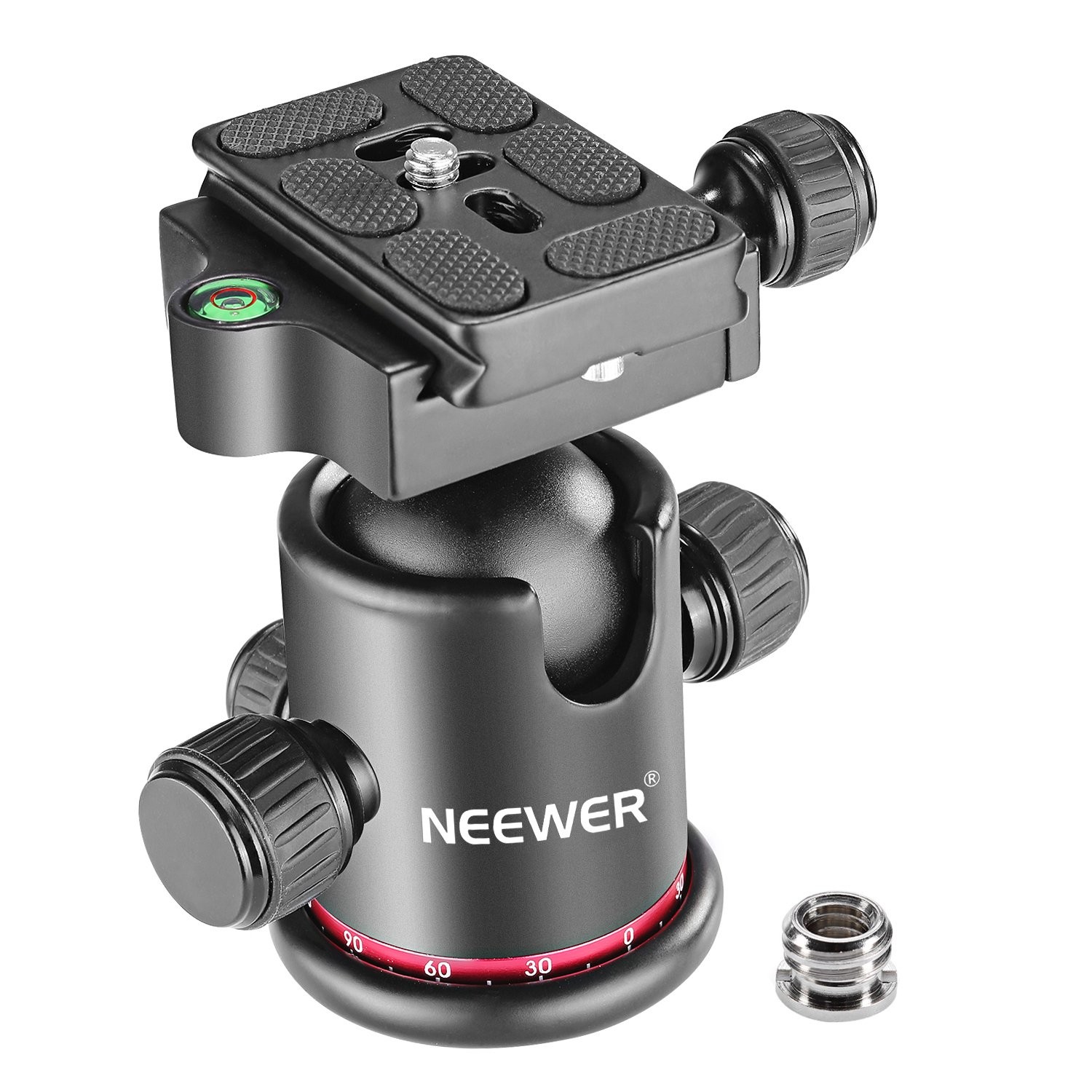 NEEWER Professional Metal 360 Degree Rotating Panoramic Ball Head with 1/4 inch Quick Release Plate and Bubble Level,up to 17.6pounds/8kilograms,for Tripod,Monopod,Slider,DSLR Camera,Camcorder