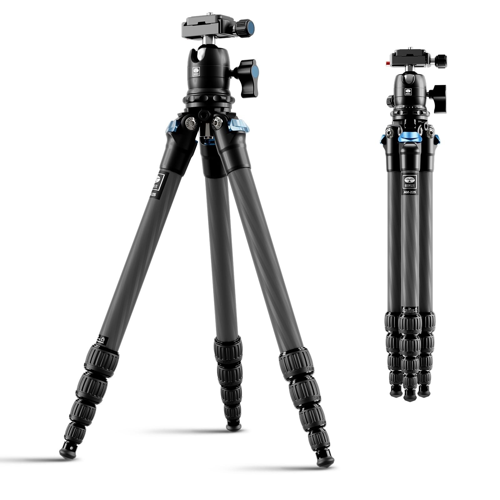 Sirui Carbon Fiber Travel Tripod - Lightweight Only 0.93kg，Compact Tripod with 360° Panorama Ball Head Quick Release Plate, Max Height 50.2", Max Load 6kg for Camera, DSLR