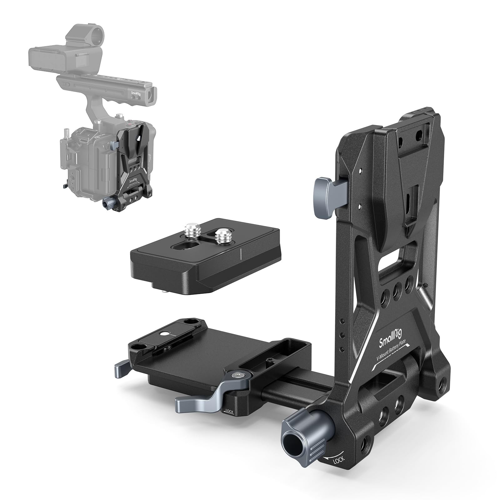 SMALLRIG Foldable V Mount Battery Plate w/QR Plate for Arca, for Sony FX3 / A7 V / A7 IV / A7S III, for Canon R5 / R6, for Nikon Z8, Compact Camera Video Rig, for NEEWER V Mount Battery PS099E